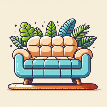 Sofa in cartoon style. Vector illustration for your design.のイラスト素材