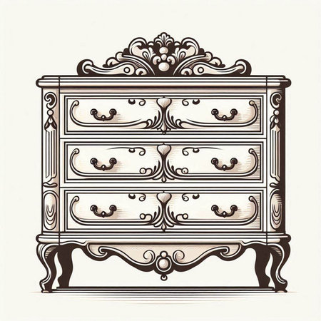 Luxury chest of drawers in Victorian style. Vector illustration.のイラスト素材