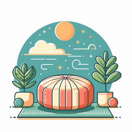 Vector illustration of modern flat design style. Cactus, plant and moon.のイラスト素材