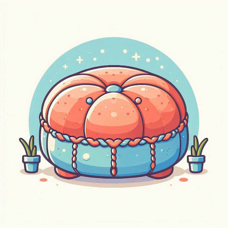 Illustration of a Cute Cartoon Pumkin on a White Backgroundのイラスト素材