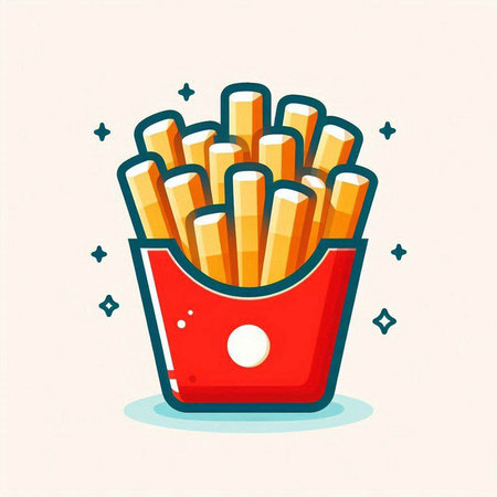 French fries in a red box. Fast food. Vector illustration.のイラスト素材