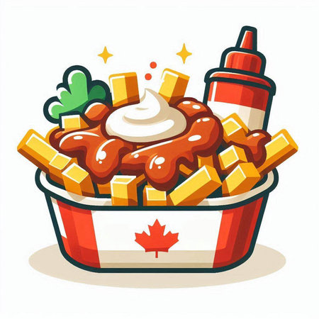 Illustration of a bowl of hot dog with ketchup and mayonnaiseのイラスト素材