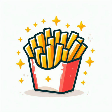 French fries in a box, fast food icon, vector illustration.のイラスト素材