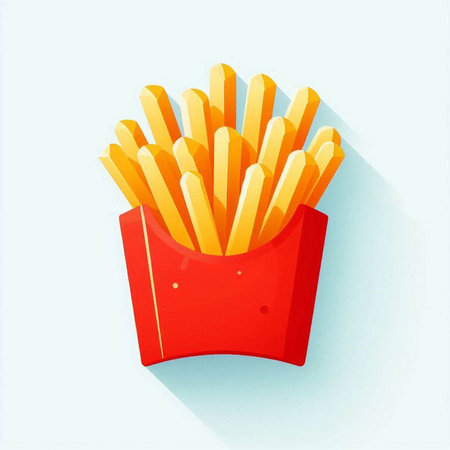 French fries in a red box. Fast food. Vector illustration.のイラスト素材