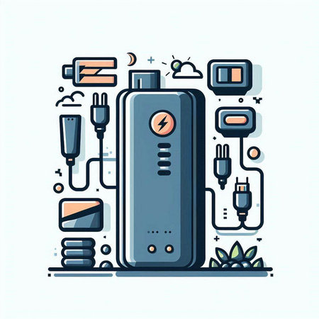 Modern flat line design style vector illustration concept of power supply equipment.のイラスト素材