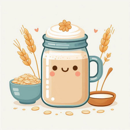 Coffee with milk in a glass jar. Vector illustration.のイラスト素材