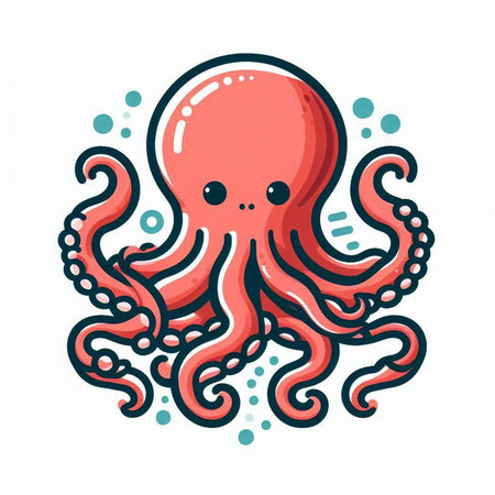 Cute octopus. Hand drawn vector illustration isolated on white background.のイラスト素材