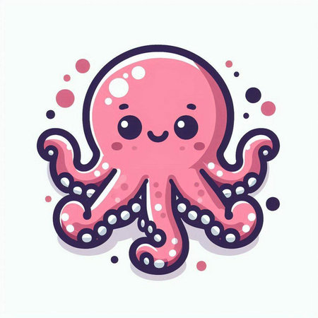 Cute cartoon octopus icon on white background. Vector illustration.のイラスト素材