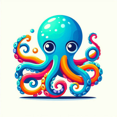 Cartoon octopus isolated on a white background. Vector illustration.のイラスト素材