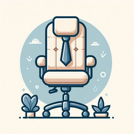 Office chair with necktie. Vector illustration in trendy linear style.のイラスト素材