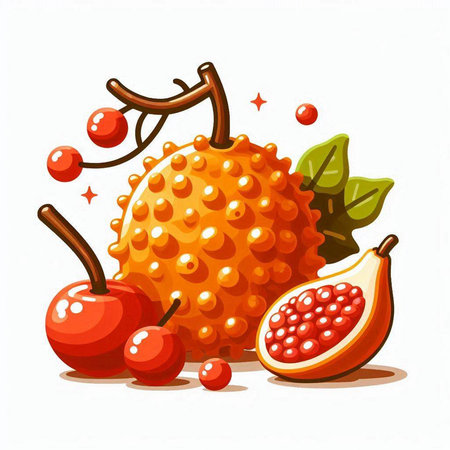 Illustration of Fruits on a white background. Vector illustration.のイラスト素材