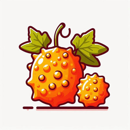 Kiwano fruit vector illustration. Hand drawn cartoon kiwano fruit.のイラスト素材