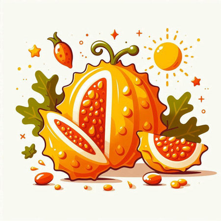 Illustration of a pumpkin with seeds on a white background - vectorのイラスト素材