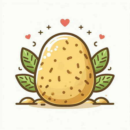 Potato vector illustration. Cute potato isolated on white background.のイラスト素材
