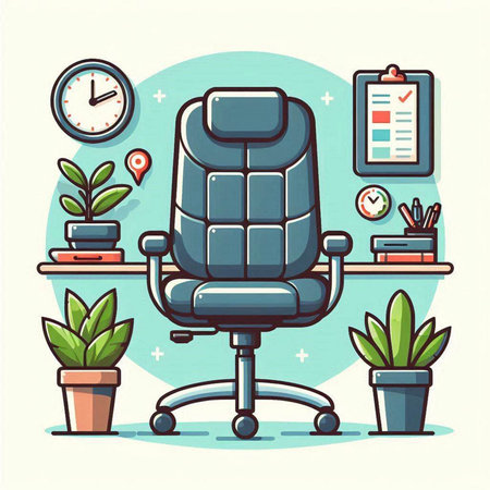 Office chair. Workplace. Vector illustration in flat cartoon style.のイラスト素材