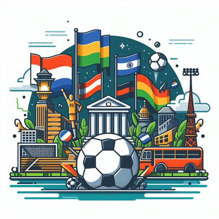 Vector illustration of a set of elements for the design of travel in the country.のイラスト素材