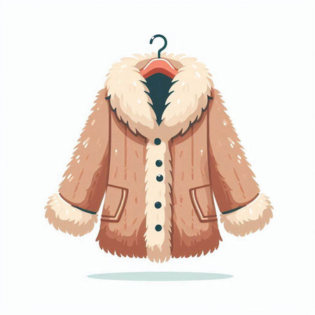Vector illustration of a fur coat on a hanger. Cartoon style.のイラスト素材