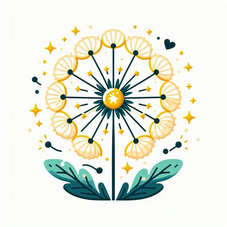 Dandelion flower. Hand drawn vector illustration in doodle style.のイラスト素材