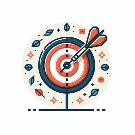 Dartboard with target and arrows. Colorful vector illustration.のイラスト素材