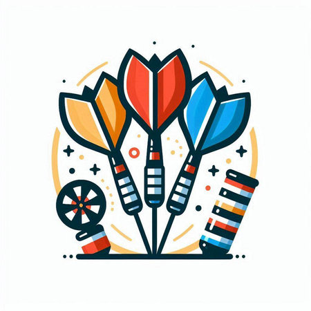 Darts and darts. Vector illustration in flat linear style on white background.のイラスト素材