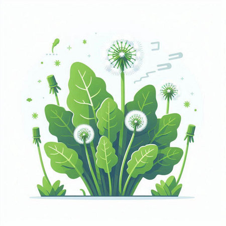 Vector illustration of dandelion on white background. Flat style.のイラスト素材
