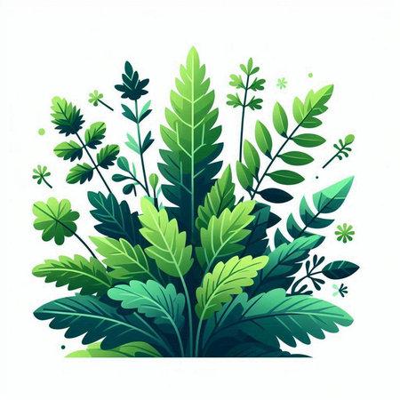 Vector illustration of green leaves on a white background. Vector illustration.のイラスト素材