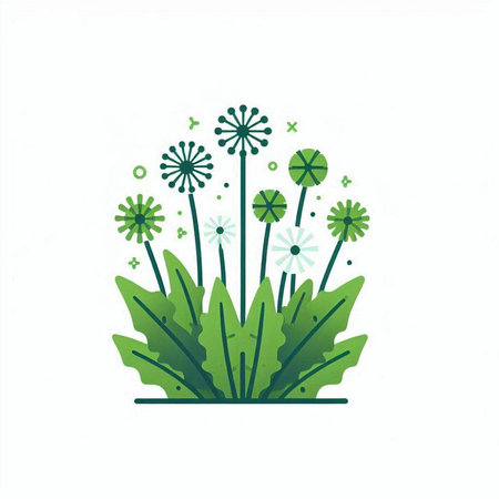 dandelion flower vector illustration. isolated on white background. flat style.のイラスト素材