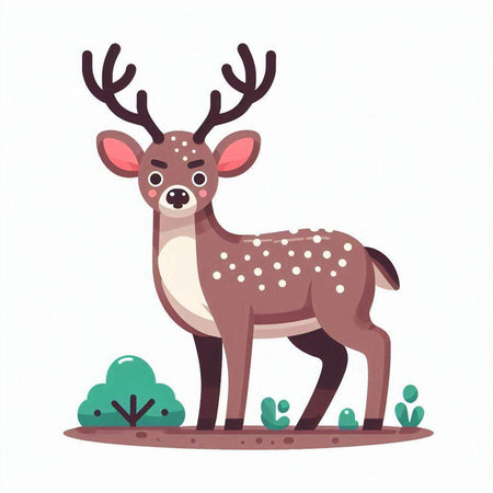 Cute deer in cartoon style. Vector illustration isolated on white background.のイラスト素材