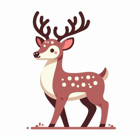 Cute deer isolated on white background. Vector illustration in cartoon style.のイラスト素材