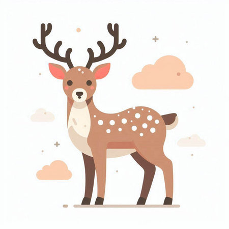 Cute deer in flat style. Vector illustration for your design.のイラスト素材