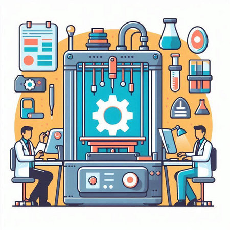 Engineering and technology concept. Vector illustration in flat design style.のイラスト素材