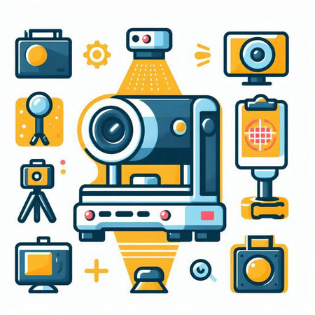 Photography equipment and equipment. Vector illustration in flat design style.のイラスト素材