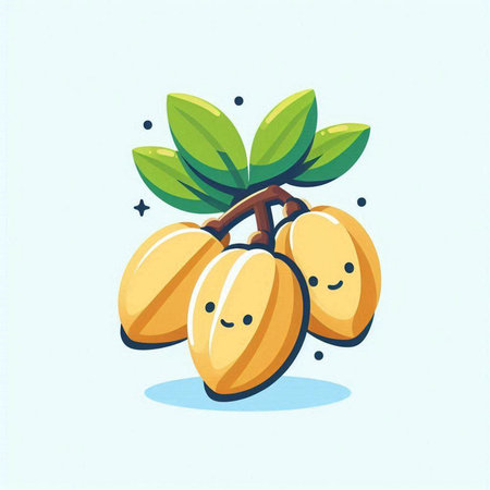 Illustration of a whole carambola fruit on a blue backgroundのイラスト素材