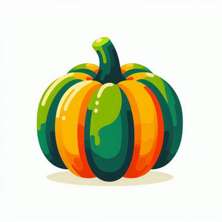 Pumpkin isolated on white background. Vector illustration in cartoon style.のイラスト素材