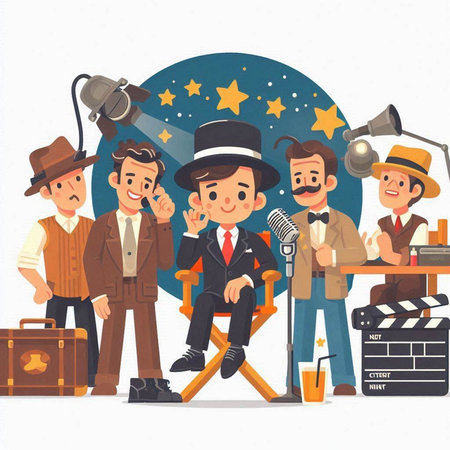 Cinema, film, media concept. Vector illustration in cartoon styleのイラスト素材