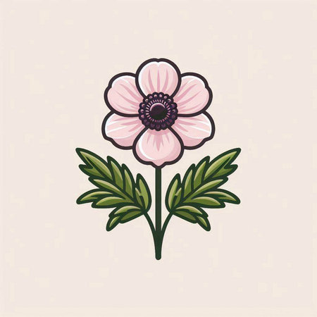 Vector set of blue and purple anemone flowers on white backgroundのイラスト素材