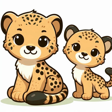 Cheetah and cheetah on white background. Vector illustrationのイラスト素材