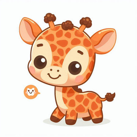 Cute cartoon giraffe with smiley face. Vector illustration.のイラスト素材