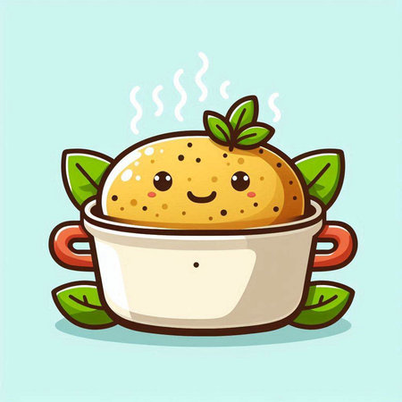 Potato, spices and oil on a white background. Vector illustration.のイラスト素材