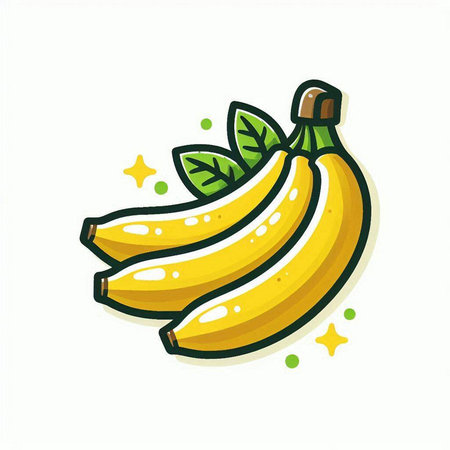 Banana vector icon, isolated on white background. Hand drawn fruit illustration.のイラスト素材