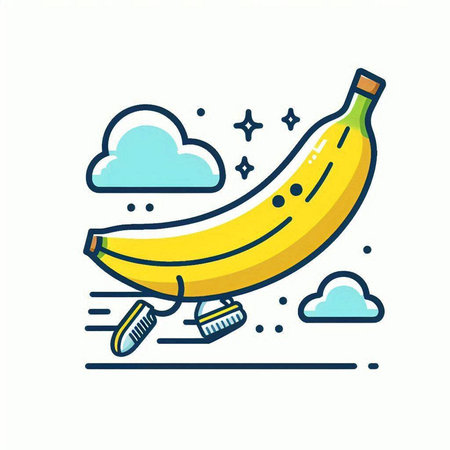 Banana icon, vector illustration. Flat design style, vector.のイラスト素材