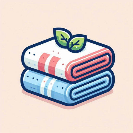 Towels and toothbrush in a vase. Vector illustration.のイラスト素材