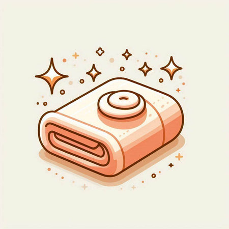 Towels and palm leaves. Vector illustration in flat style.のイラスト素材