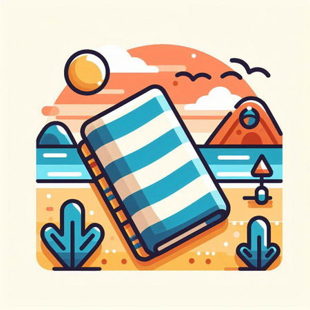 Relaxing at the beach. Modern flat design vector illustration.のイラスト素材