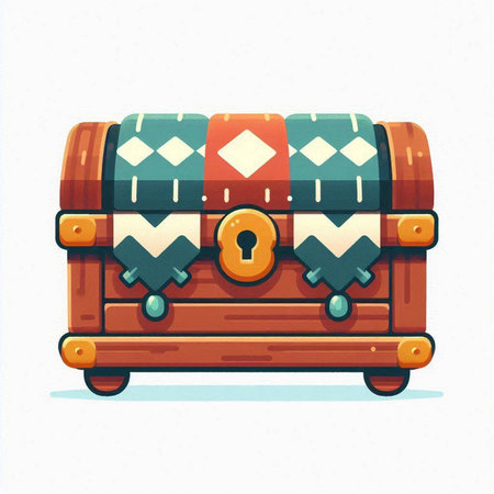 Cartoon treasure chest. Colorful vector illustration. Isolated on white background.のイラスト素材