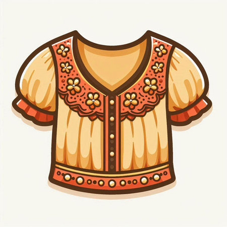 Ukrainian folk costume embroidered on the shirt. Vector illustrationのイラスト素材