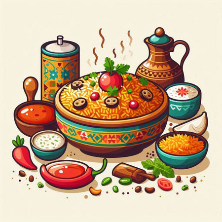 Tropical island with palm trees and islands. Vector illustration.のイラスト素材