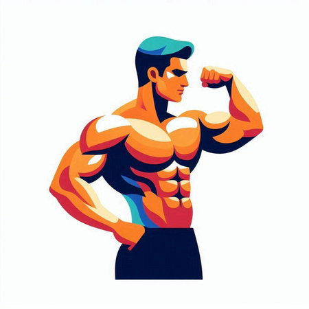 Bodybuilder. Vector illustration. Isolated on a white background.のイラスト素材