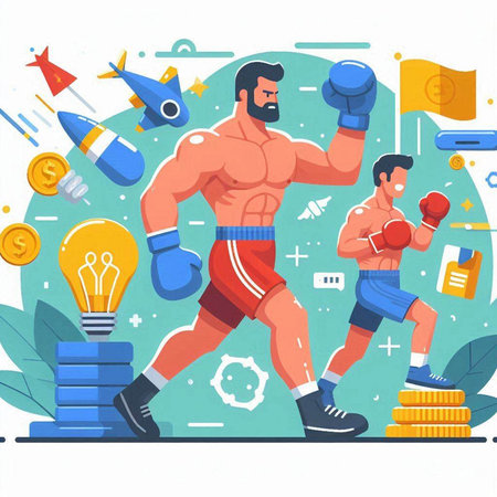 Boxing concept. Vector illustration in flat cartoon style. Sport and healthy lifestyle.のイラスト素材
