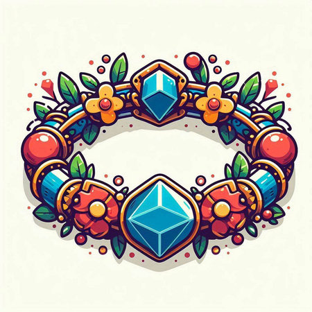 Wreath with precious stones. Colorful vector illustration in cartoon style.のイラスト素材